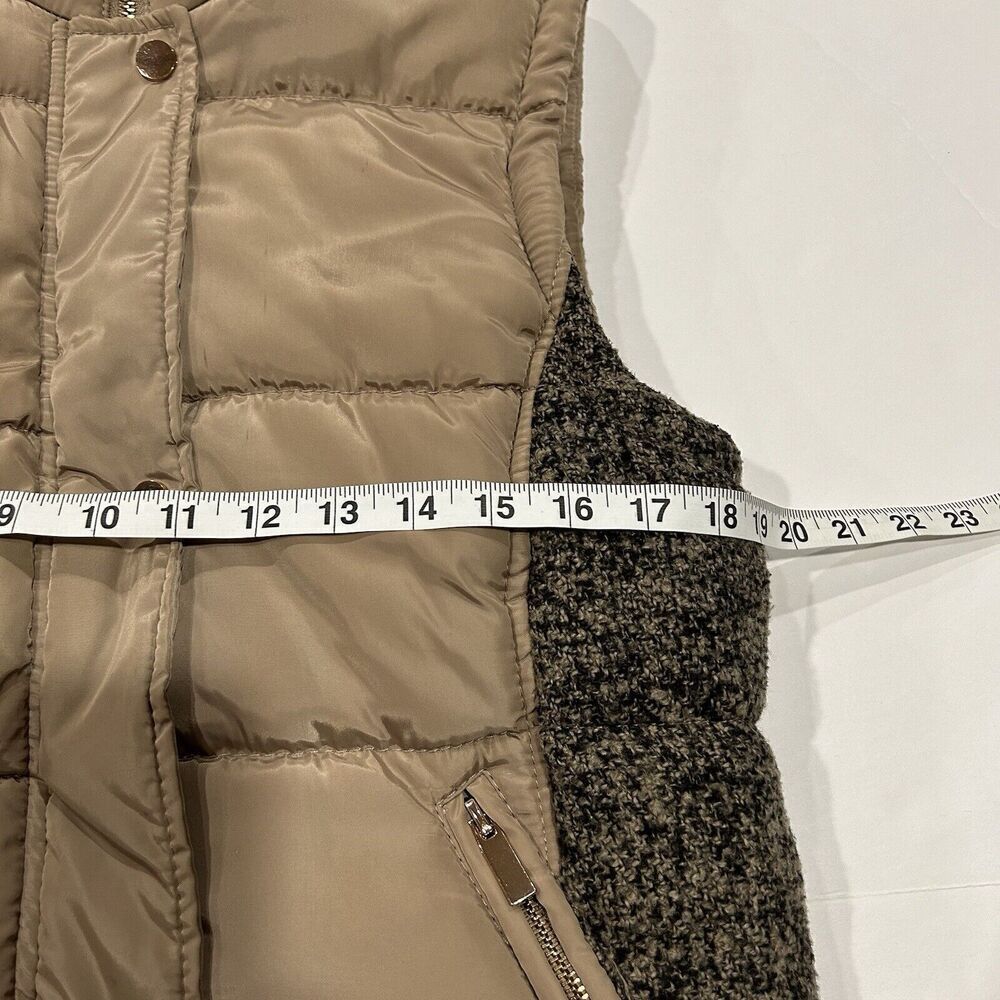 Ci Sono Cropped Puffer Vest Women's L Taupe Full Zip Casual Zip Pockets Gold Zip - Picture 5 of 6